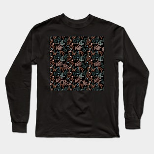 Flower Pattern Dark Color Long Sleeve T-Shirt